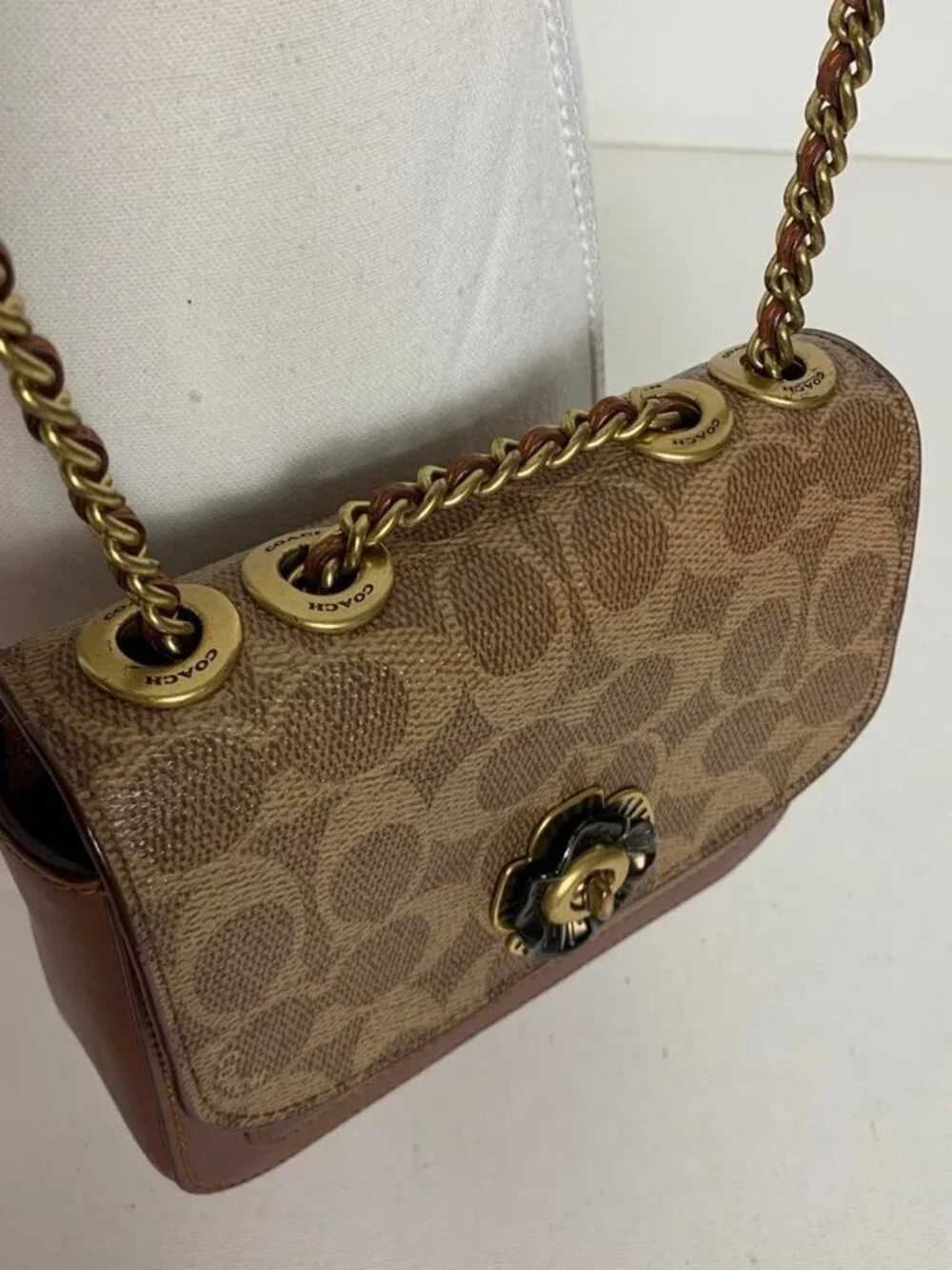 Coach brown and tan leather crossbody